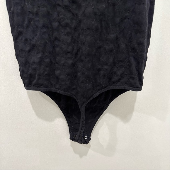 Free People Perforated High Neck Black Bodysuit - Picture 5 of 8